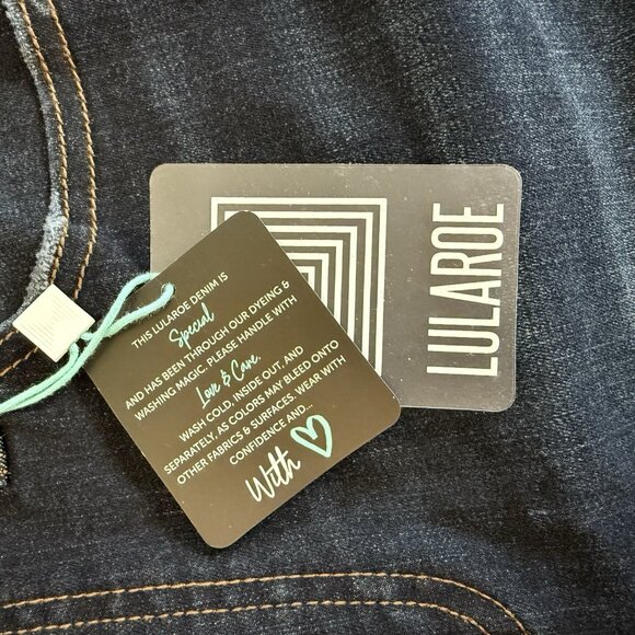 Lularoe Skinny Fit Jeans Size 30 Blue Dark Wash Distressed Raw Hem Stretch NWT - Picture 8 of 10